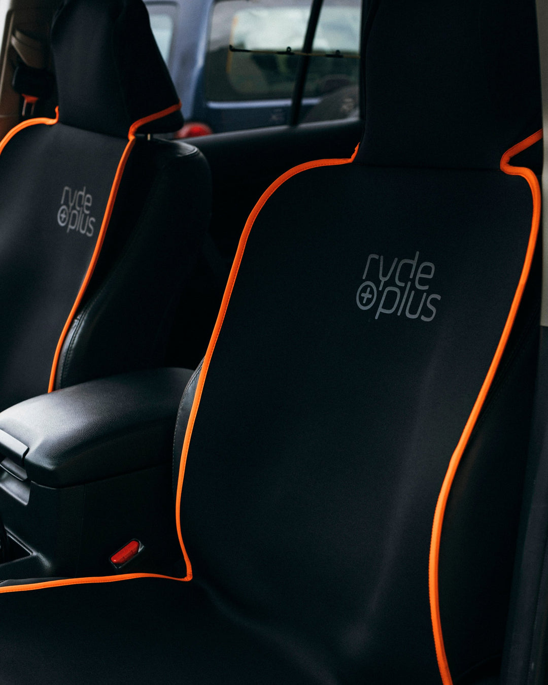 TRADIE CAR SEAT PROTECTOR - Black with Fluro Orange Binding
