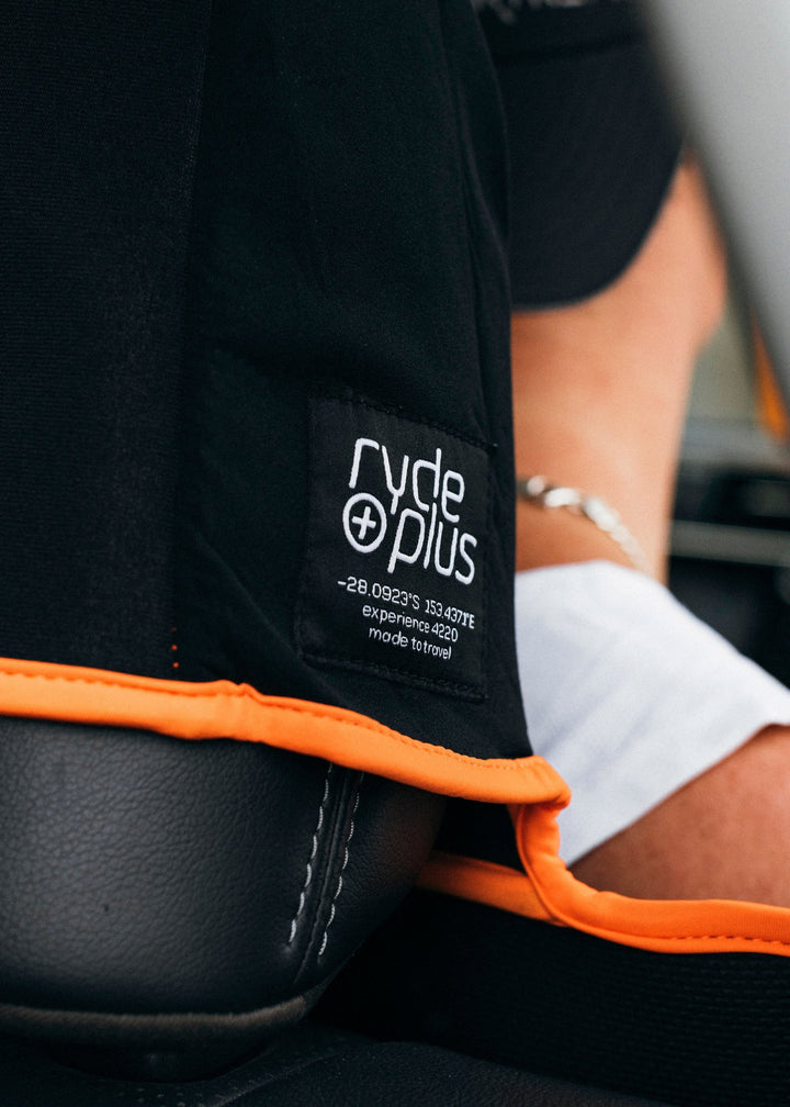 TRADIE CAR SEAT PROTECTOR - Black with Fluro Orange Binding