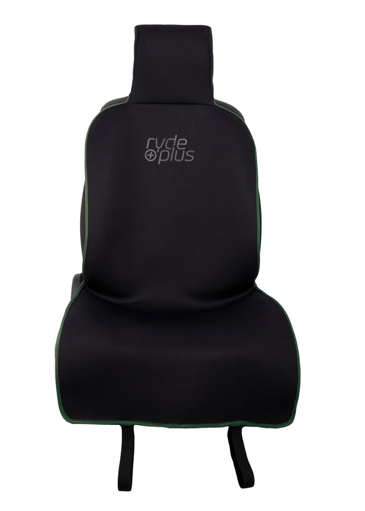 ADVENTURE CAR SEAT PROTECTOR - Black with Military Green Binding