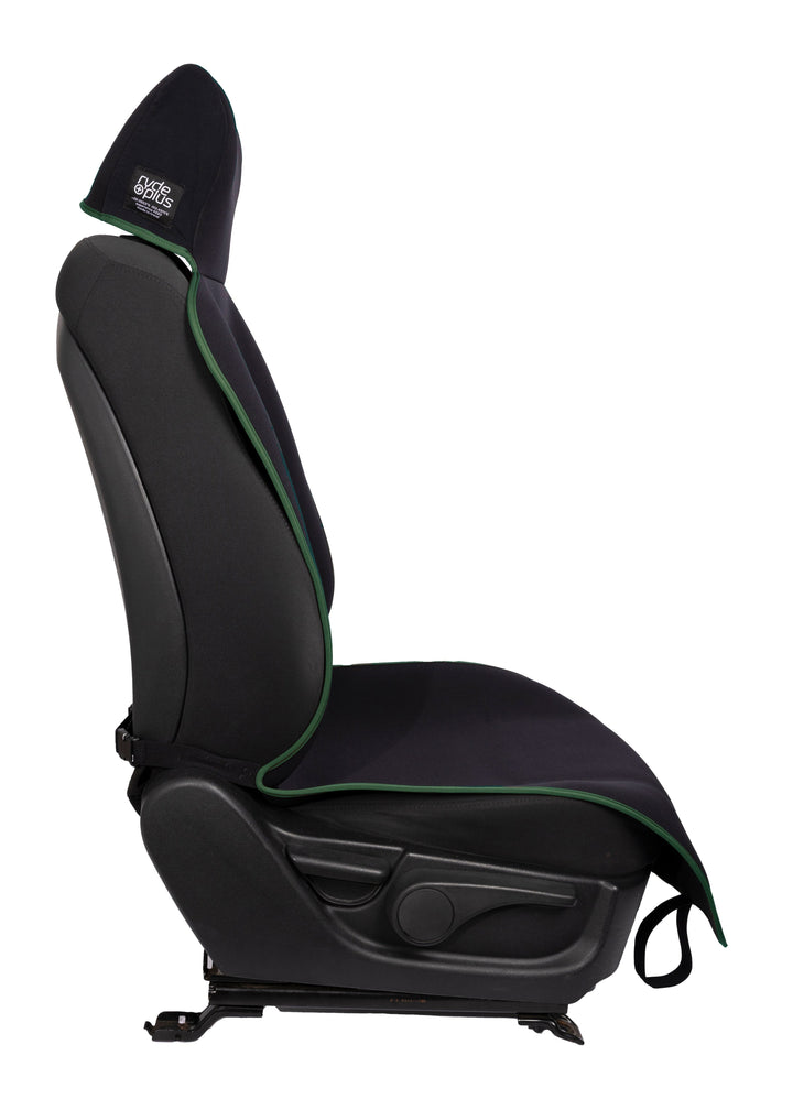 ADVENTURE CAR SEAT PROTECTOR - Black with Military Green Binding