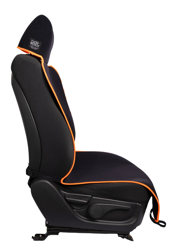 TRADIE CAR SEAT PROTECTOR - Black with Fluro Orange Binding